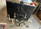 Vintage Black Metal Rustic Style Rooster Chandelier With Leaf Accents