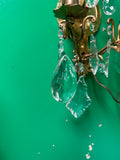 Pair of Brass Sconces With Crystals