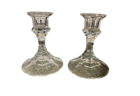 Pair of Small Glass Candlestick Holders