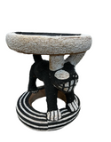 Black and White Hand Beaded African Style Stool