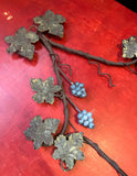 Vintage Metal Wall Hanging Plate Holder With Leaf and Grape Details