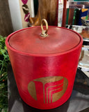 Red Leather Vintage Briard Ice Bucket/Champagne Bucket With Gold Accents
