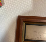 Vintage Handwritten Quote, Signed and Framed
