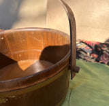 Large Wooden Round Basket With Eagle Accents