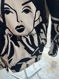90's Black and White Abstract Faces Button Down Shirt