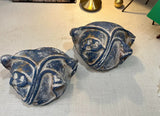 1980s Blue Stone Wall Planters - Set of 2
