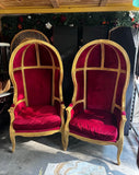 Pair of Gold Trim Red Baroque Porters Chairs