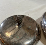 Small Silver Round Dish With Matching Lid and Acorn Accent