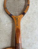 Vintage Collection of Miscellaneous Tennis Rackets With Guard and Hand Knit Cover