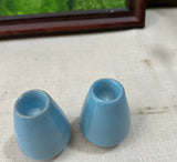 Pair of Blue Ceramic Candlestick Holders