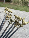 Solid Brass Barnyard Animal Skewers- Set of 6