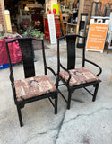 Pair of Black Painted Cushioned Kings Dining Chairs