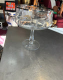 Dorothy Draper Chrome Rim Etched Champagne Glass