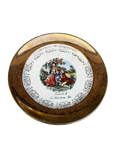 Vintage St. Petersburg Colonial Style Plate With a Gold Rim
