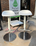 Pair of Minimalist Barstools Adjustable Heights Chrome Base