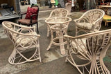 Palm Beach Collection Corset Back Looped Arms Ficks Reed Style Dining Set With Glass Top