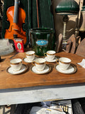 Collection of Small Greek Key Teacups and Saucers- 10 Pieces Total