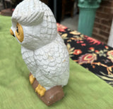 Stone Painted Owl Sculpture