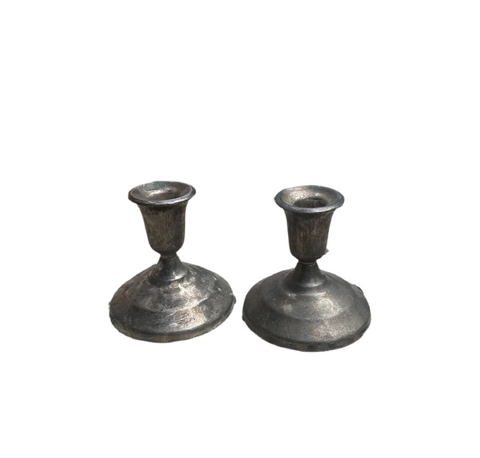 Pair of Small Silver Candlestick Holders