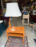 Mid Century Wooden Table With Lamp