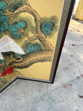 Lightweight Asian Gold Silk Screen With Painted Birds