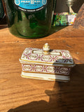 Small Ceramic Catchall With Matching Lid and Gold Accents