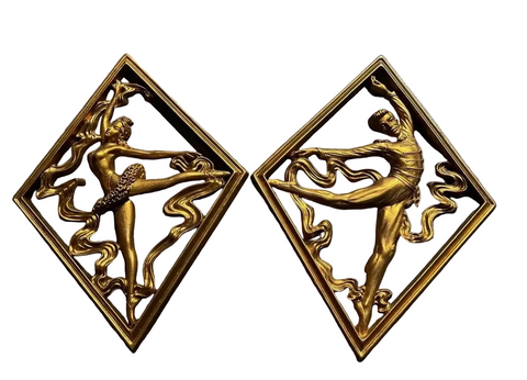 Pair of Gold Syroco Figurative Wall Hangings