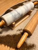 Pair of Vintage Rolling Pins and Marble Pin