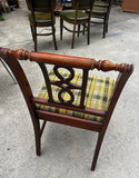 1970s Wooden Accent Chair With Green Plaid Cushion