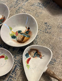 Porcelain Skillet, Dipping Dish, Vintage Appetizer Set With Wooden Handles- Set of 6