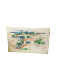Colorful Birds Eye Landscape Watercolor Painting