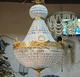 Extra Wide Gold and Crystal Hollywood Regency Chandelier