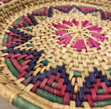 Large Wicker Colorful Woven Spanish Style Decorative Tray