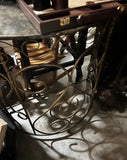 Vintage Metal Demilune Detailed Console Table