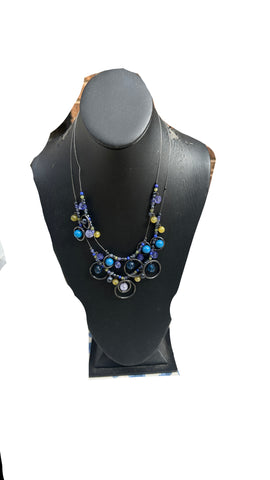 Silver Hoops and Beaded Necklace