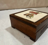 Small Wooden Box With Needlepoint House Design