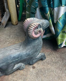 Double Sided Wooden Ram Sculpture