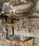 Collection of Silver Greek Key Napkin Rings- Set of 4
