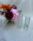 Pair of Etched Glass Tall Skinny Vases