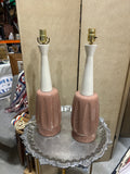 Pair of Light Pink Ceramic Mid-Century Modern Table Lamps