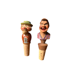 Pair of Wooden Carved Italian Wine Corks