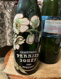 Pair of Green Glass Oversized Champagne Bottles