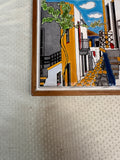 Hand Painted Italian Tile With Wall Hanging in Wooden Frame