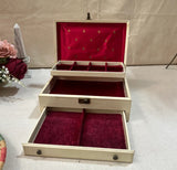 1970s Red Lined Jewelry Box With Compartments and Latch
