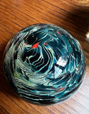 Trio of Green and Blue Glass Paperweights