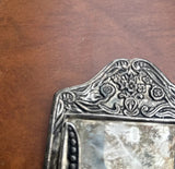 Small Silver Etched Business Card Holder/Office Decor