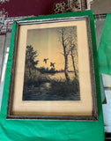 Vintage Signed Duck Painting, Titled "End of Day" in Frame