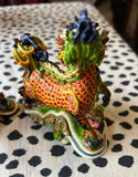 Pair of Small Asian Colorful Ceramic Foo Dog Decorative Pieces