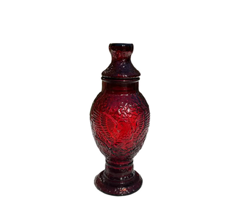 Dark Red Eagle Jar With Matching Lid