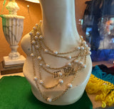 Faux Pearl and Multiple Chain Fun Necklace